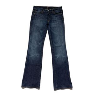 7 For All Mankind Boycut Jeans 27 Low Rise Button Fly Dark Wash Denim Y2K Vtg
